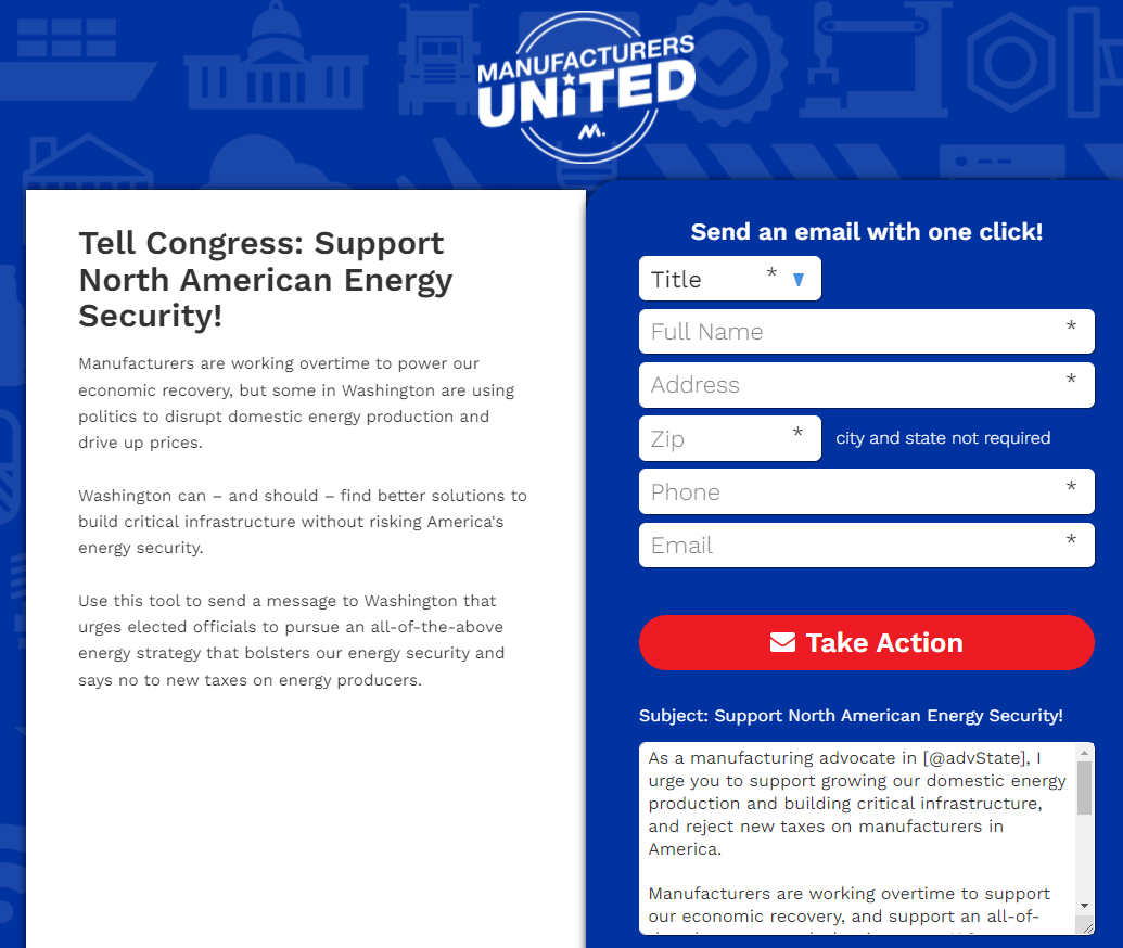 National Association of Manufacturers’ “Support Energy Security” Campaign 2022