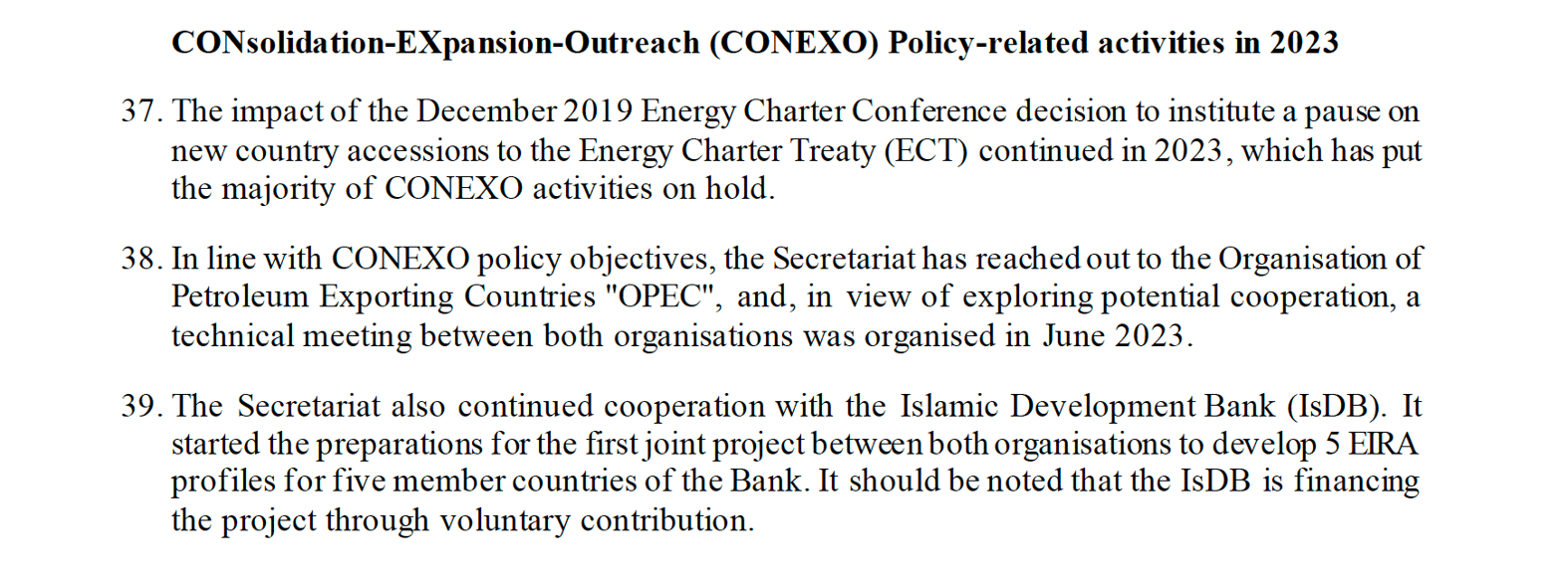 2023 Report on Energy Charter Treaty Activities