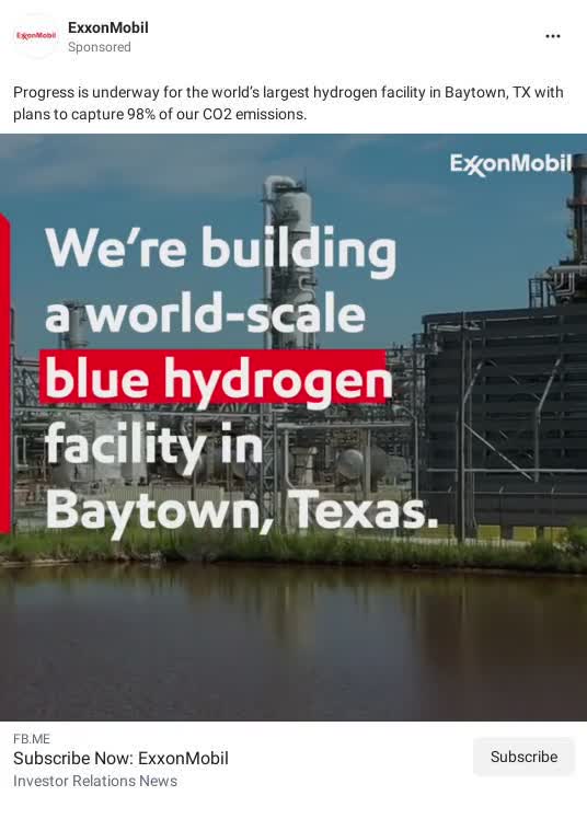2022 ExxonMobil Blue Hydrogen Facebook Ad