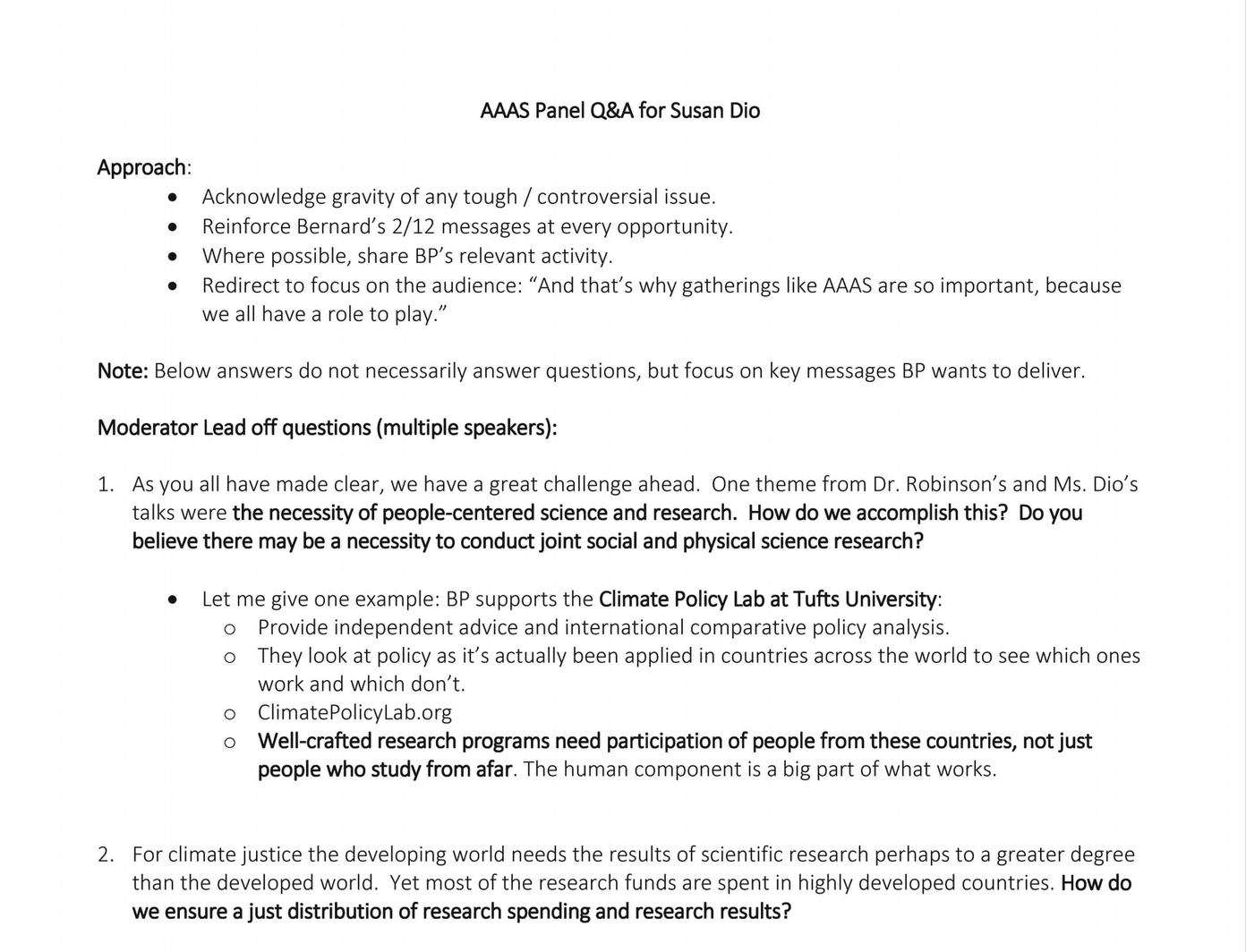 BP AAAS Climate Future Series Panel Prep for Susan Dio 2020