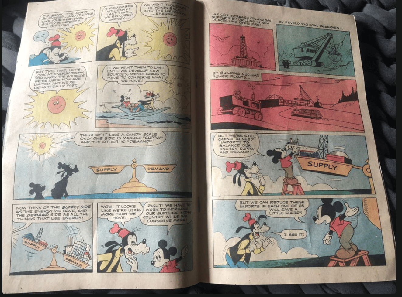 Exxon’s Disney comics about how energy works went along with a sponsored ride at Epcot when it first opened, teaching kids everything they needed to know about the “future of energy,” which of course included 