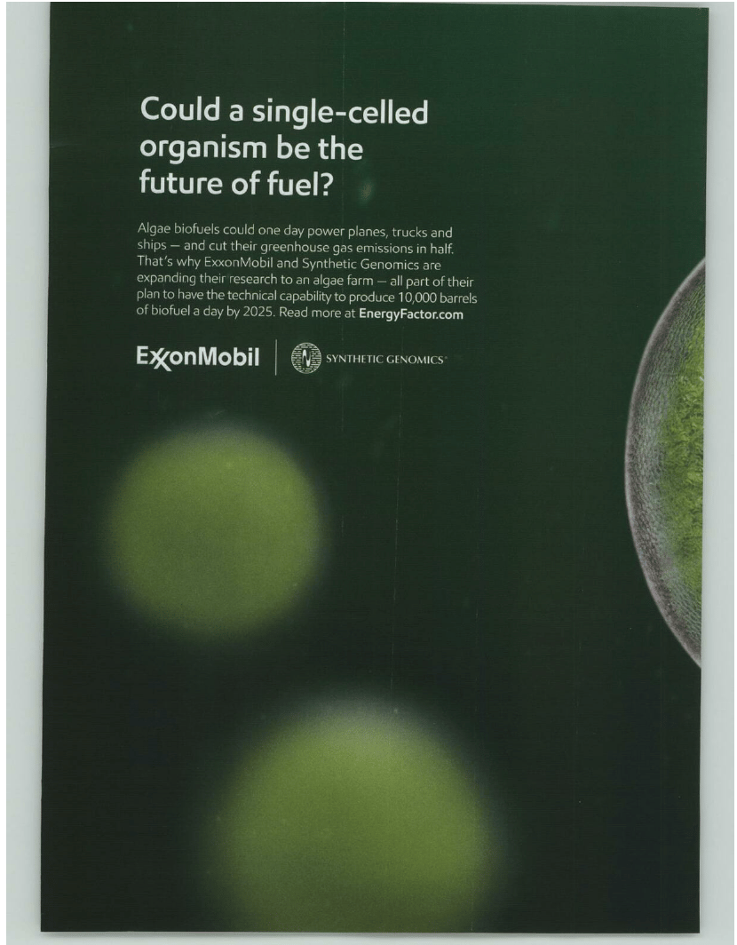 Exxon Algae Ad BusinessWeek 2019
