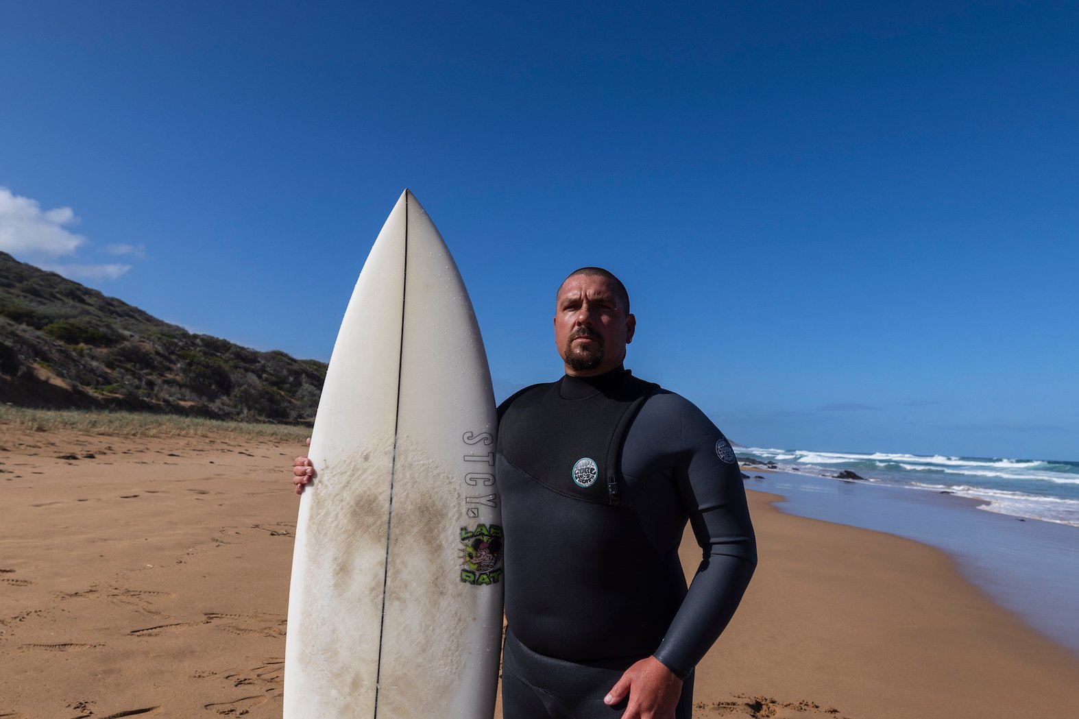 Anthony Rowlands at Waitpinga Beach where he first raised alarm about the toxic algal bloom. Photo: Sia Duff