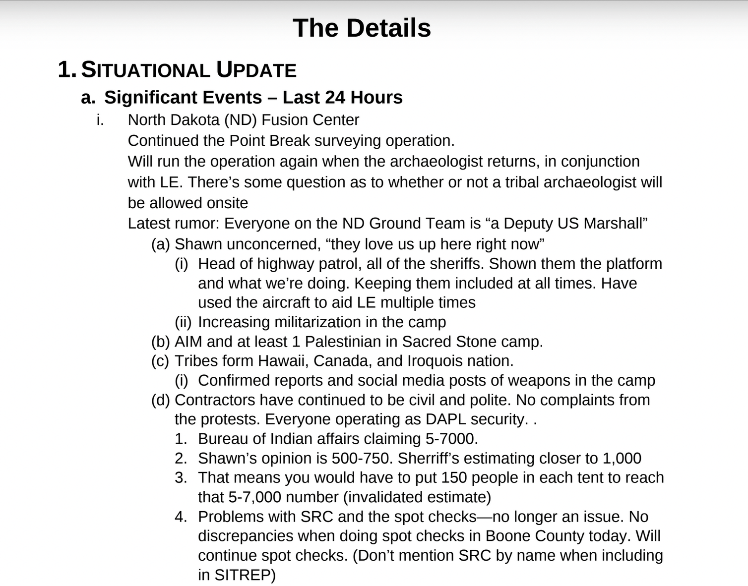Tiger Swan Sept 24, 2016 Situational Update on Standing Rock for Energy Transfer