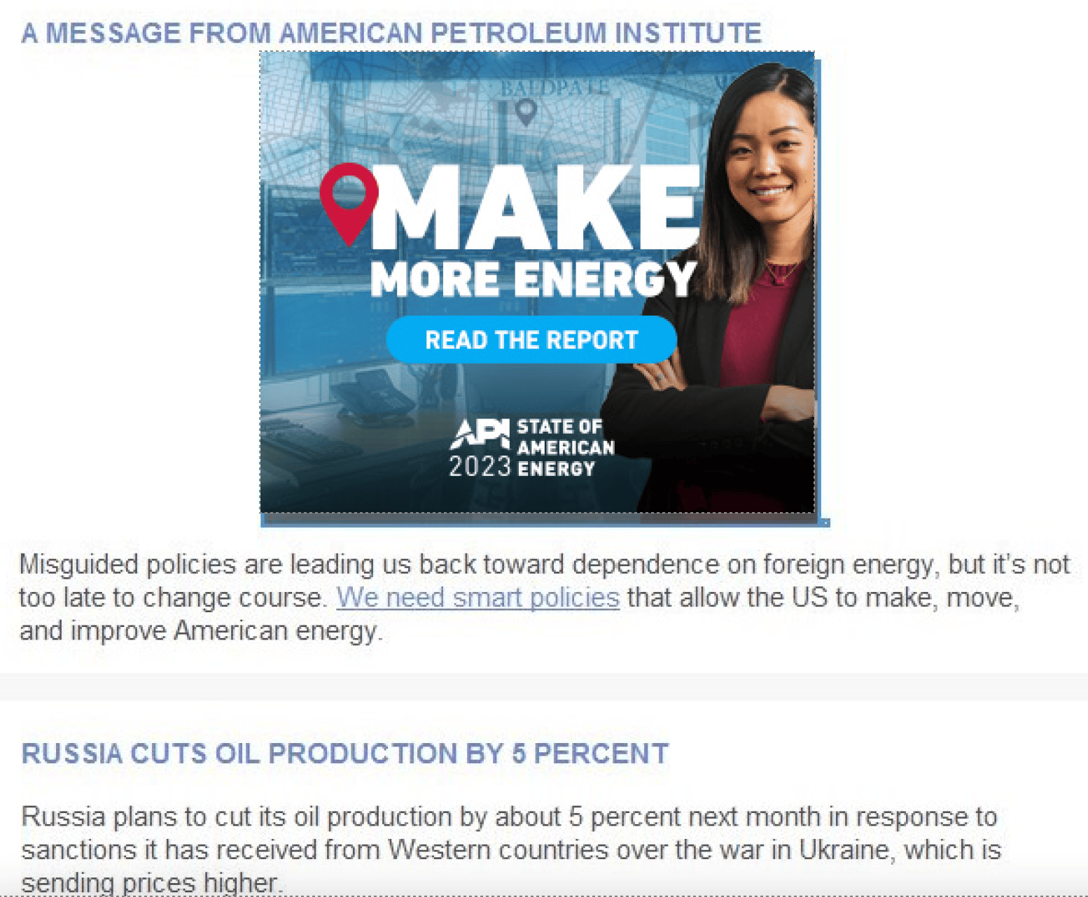 API Ad in “The Hill” 2022