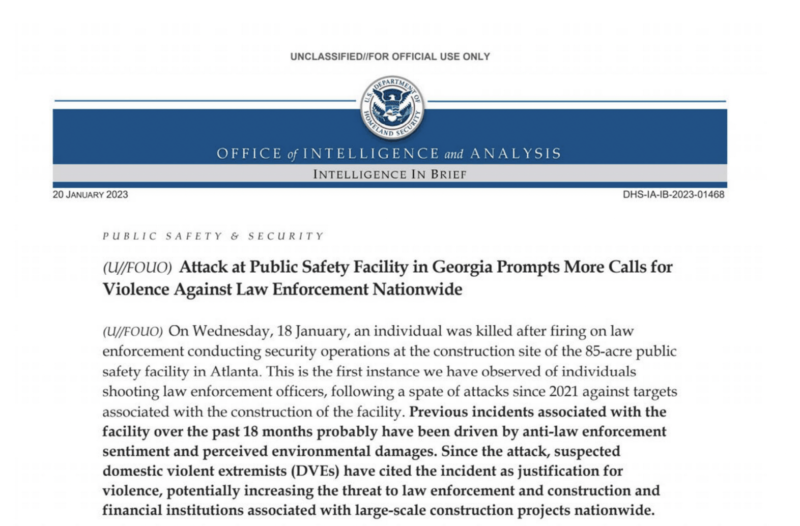 Jan 20, 2023 Cop City Intelligence Briefing