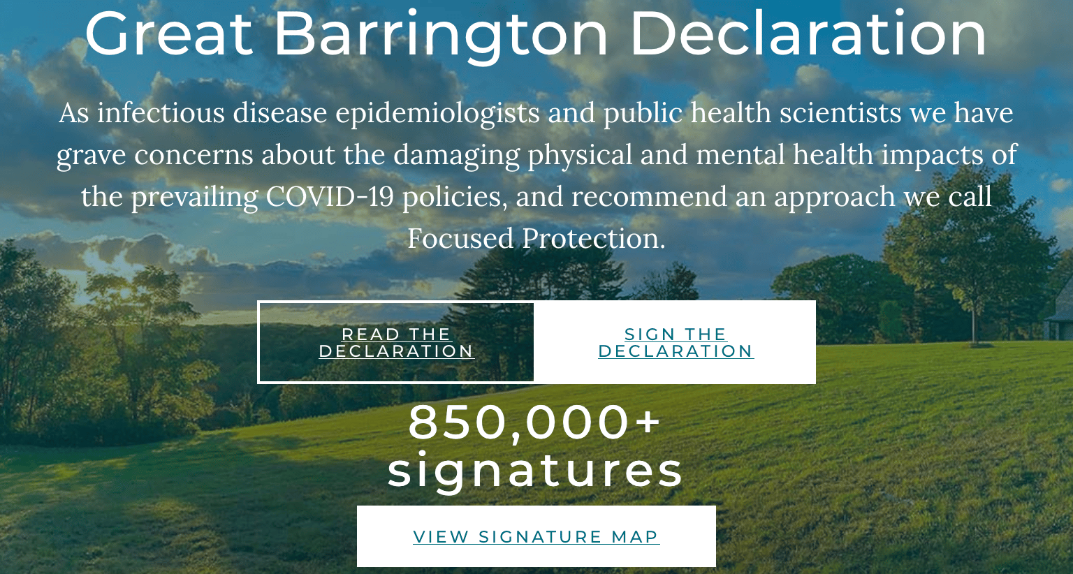 The Great Barrington Declaration - a group of pay-for-play MDs coming out against Covid precautions