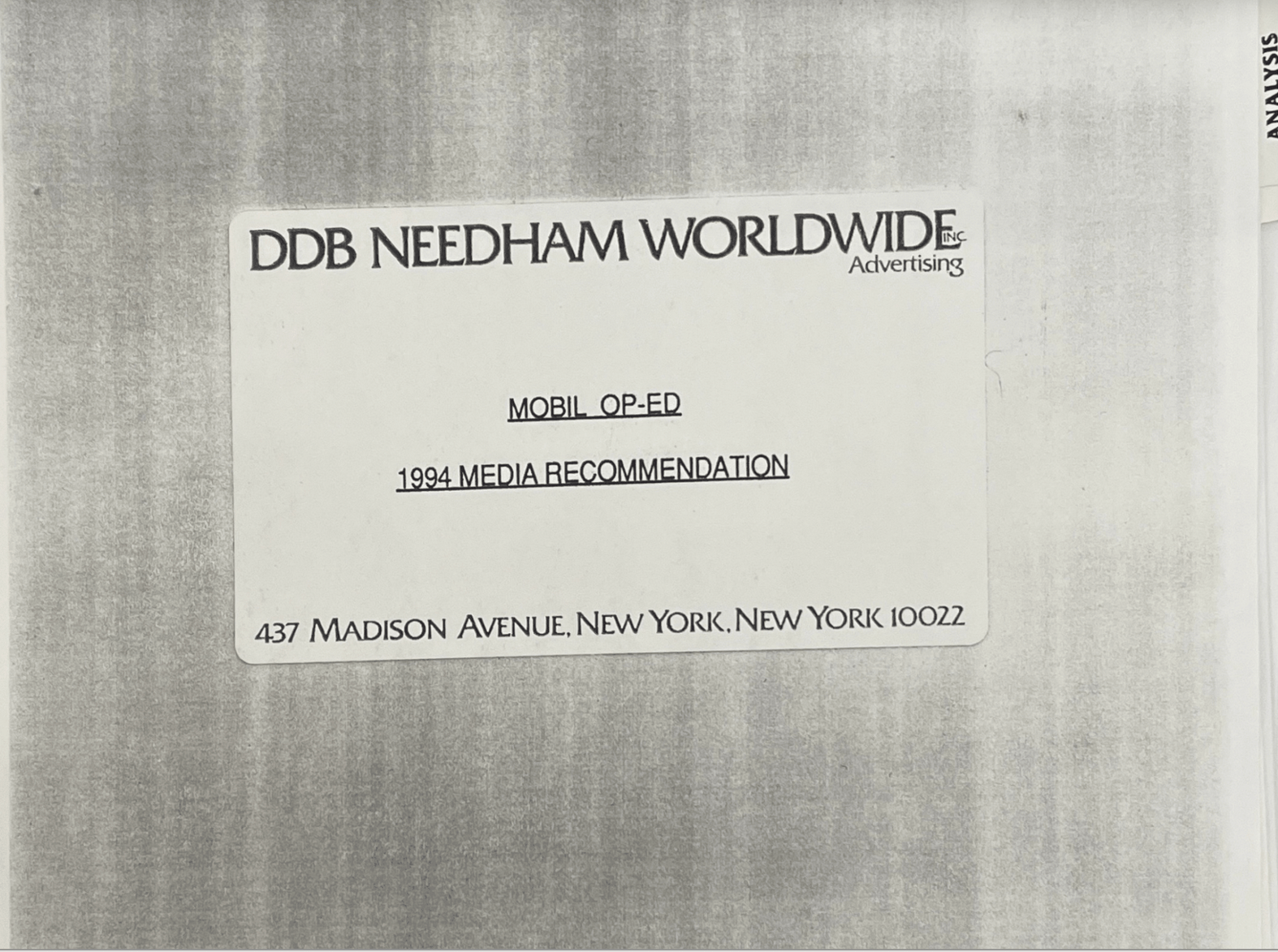 DDB Needham 1994 Mobil Op-Ed Recommendations