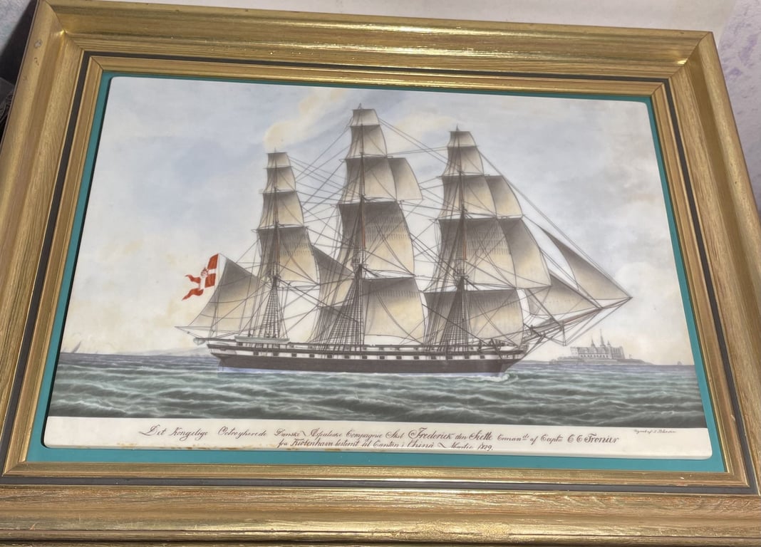 Bing og Grøndahl porcelæn billede af Fregatten "Frederick den Siette" - nr. 01961