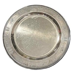 Gammelt stort sølvplet fad, design af Just Andersen - nr. 57880005
