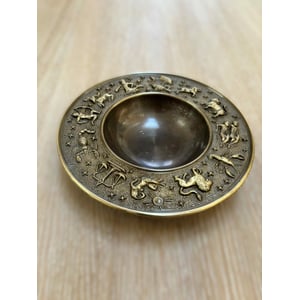Vintage Danish bronze bowl with astrology symbols made by Nordic Malm from 1960s