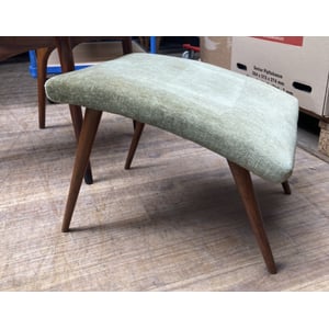 Elegant vintage fodskammel med ben af egetræ - nr. 0077