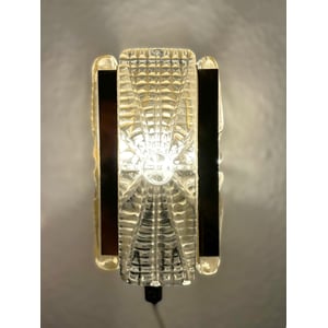 Sconce set Vitrika Aladdin, Brass bases with heavy pressed Amber glass Denmark 1960s