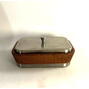 Elegant Butter dish holder in teak wood and stainless steel from Trip Trap Denmark