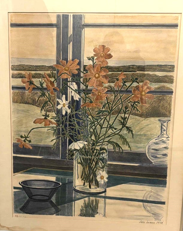 Smukt og roligt litografi af Lars Swane (1913-2002), dateret 1978