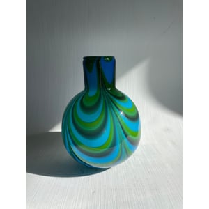 Smuk vintage Italiensk mynteblå og grøn Murano glasvase af Carlo Moretti fra 1970'erne  - nr. 017010