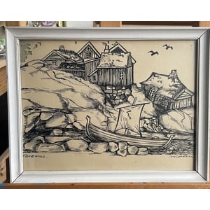 Tegning fra Færøerne af Fritz Mortensen 1966 - nr. 02001