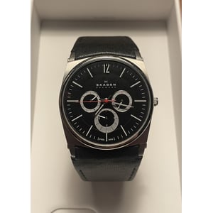 Skagen herreur med læderrem - nr. 02350