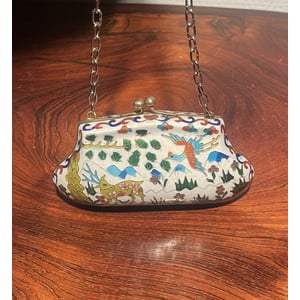 Flot vintage cloisonne og emalje pung /skuldertaske fra Kina - nr. 80000