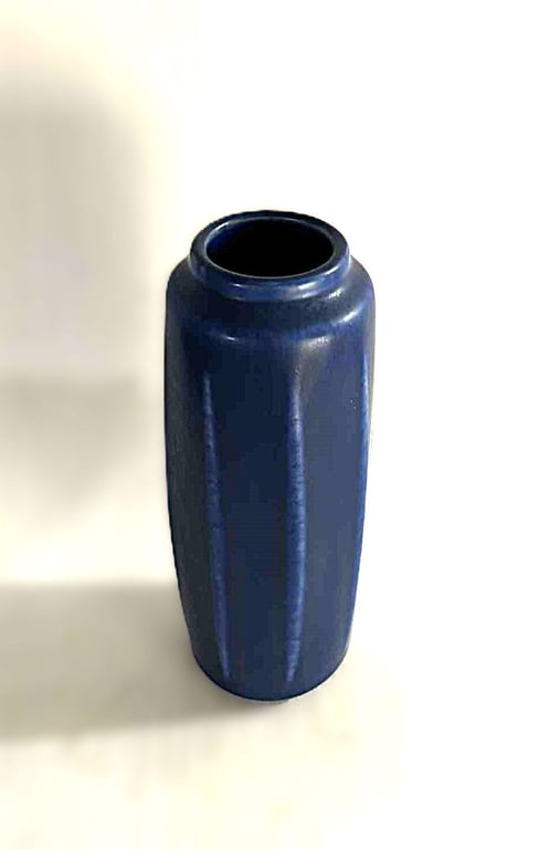 Rare Palshus stoneware vase in Cobolt Blue Hare Fur Glaze, Denmark 1950s