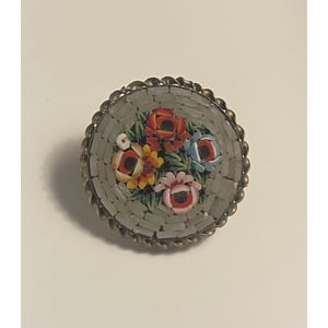 Italiensk vintage blomsterbroche i glas og messing - nr. 02320