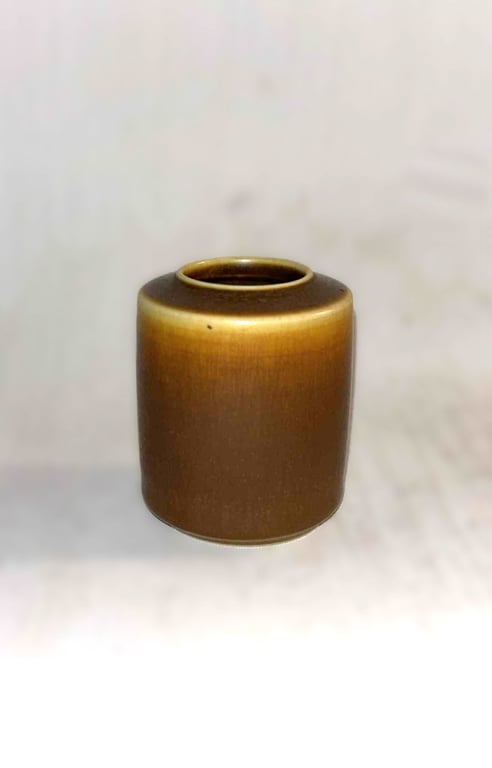Small Mid-Century stoneware vase in Brown hare fur glaze from Palshus, Denmark 1960s