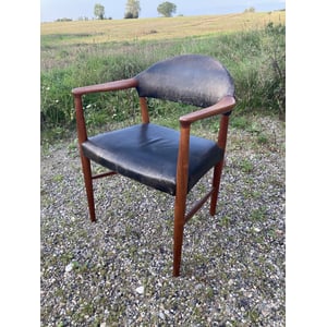 Vintage Kurt Olsen teak/læder armstol - nr. 0650