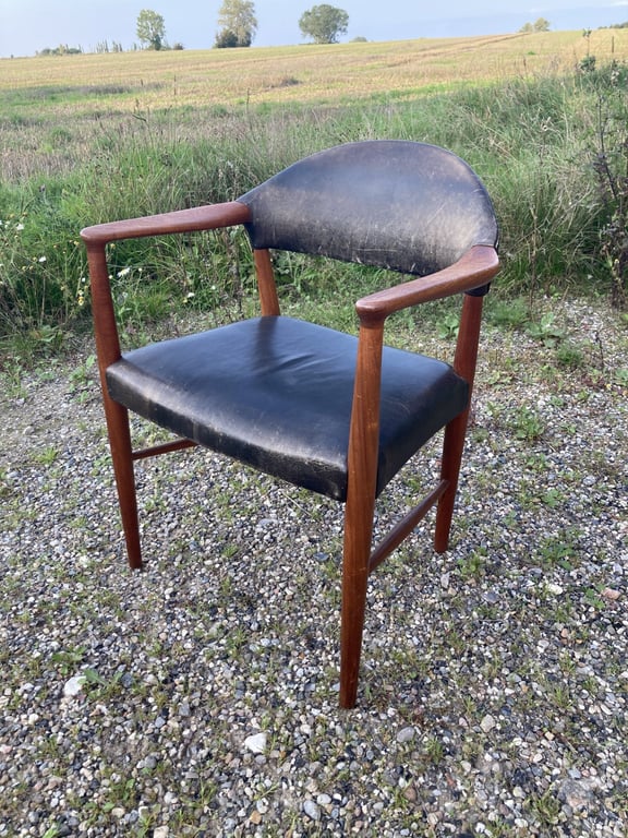 Vintage Kurt Olsen teak/læder armstol - nr. 0650