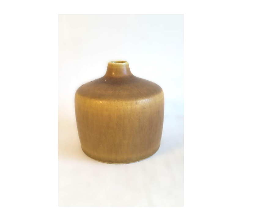 Light brown stoneware vases from Palshus, made in hare fur glaze, Denmark 1960s
