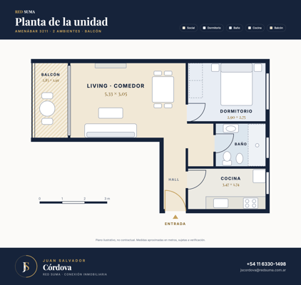 Venta 2 Ambientes en Nuñez , Amenábar al 3200,  Balcón y Vistas Abiertas, bajas expensas — foto 5