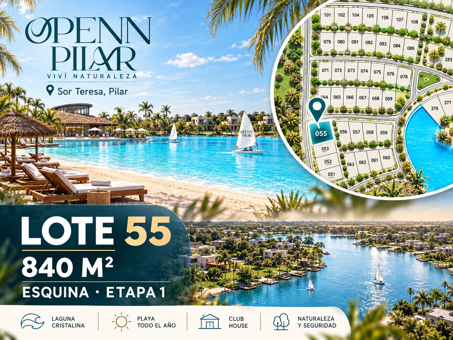 LOTE EN ESQUINA 840 M² · ETAPA 1 · OPENN PILAR · CERCA DEL ACCESO Y AMENITIES — foto 1