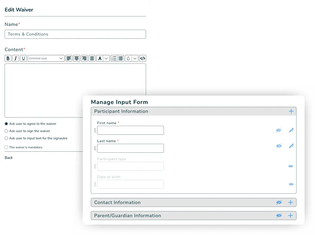 Registration Forms and Waivers