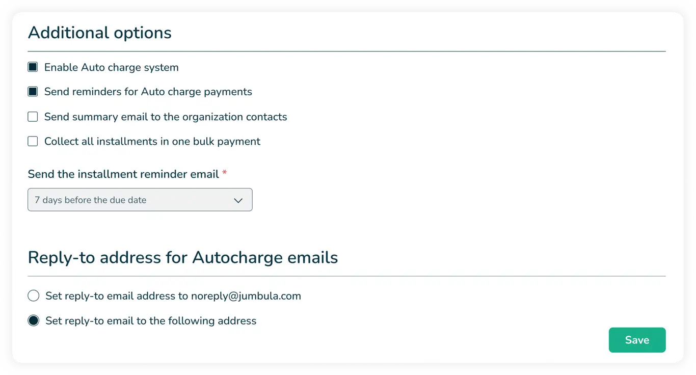 Custom payment plans