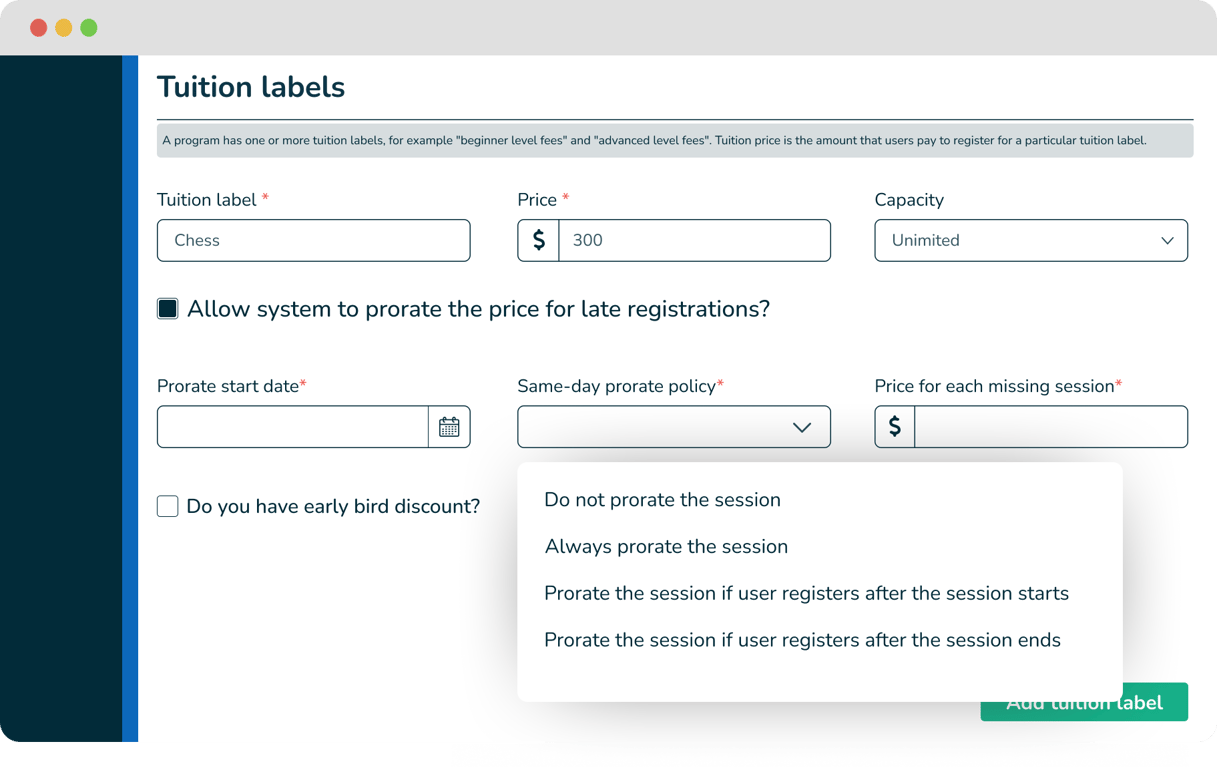 Tuition Proration