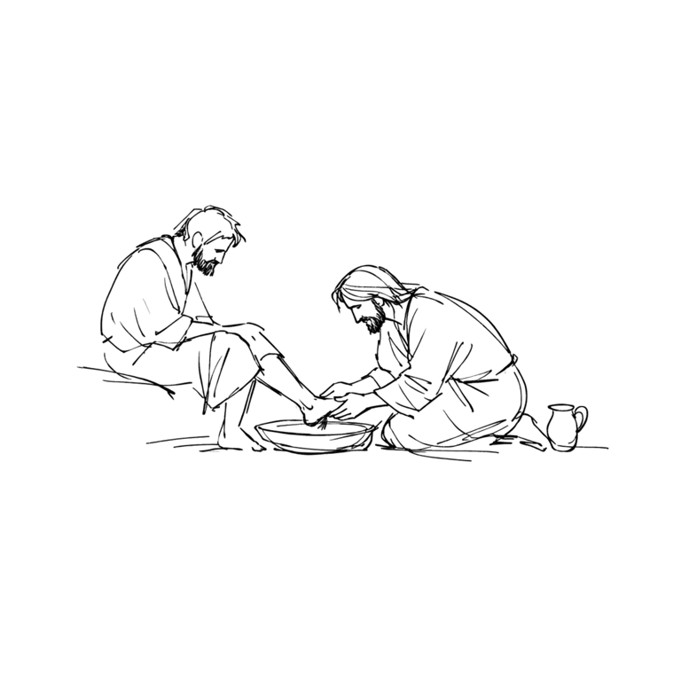 Jesus washes His disciples feet pen artwork