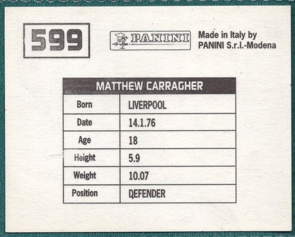 Panini Sticker Matthew Carragher Wigan Athletic No.599