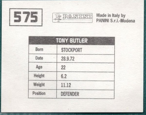 Panini Sticker Tony Butler Gillingham No.575