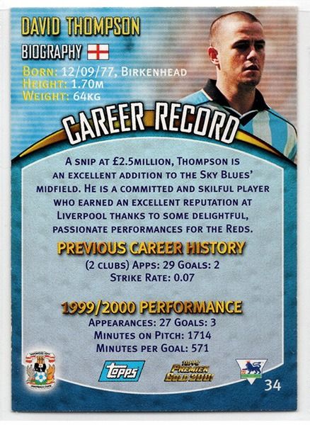 David Thompson Coventry City, No.34