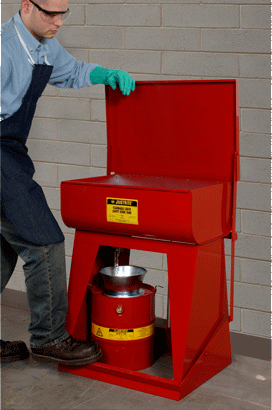 Justrite Drain Can with Plated Steel Funnel, 5 Gallons (red) - Image 2