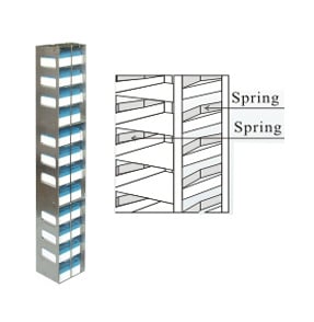 Mini Spring Clip Vertical Racks with 2" Mini Polycarbonate Boxes and 25 Cell Divider (12 Boxes High)