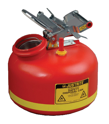 Justrite 2 Gallon Safety Can for Liquid Waste Disposal | Red | Built-In Fill Gauge | 12 X 14.75 Inches