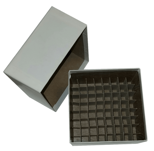 Standard White 3" Fiberboard Boxes With 64 Cell Dividers (Qty of 50)