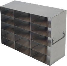 Upright Freezer Racks for 100-Cell Hinged Plastic Storage Boxes | 15 Boxes Total