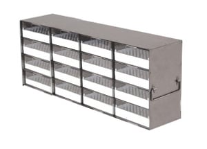 Upright Freezer Rack with 2" Polycarbonate Boxes and 81 Cell Dividers (4 Boxes Deep x 4 Boxes High)