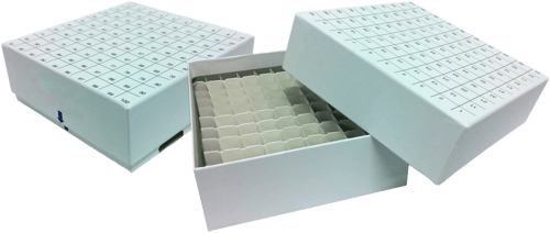 Standard White 2" Fiberboard Boxes With Gridlines, Drain Holes, and 100 Cell Dividers (Qty of 12)