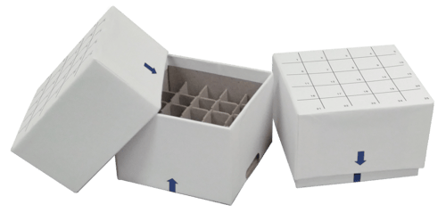 2" Mini Fiberboard Boxes With Gridlines, Drain Holes, and 25 Cell Dividers (Qty of 12)