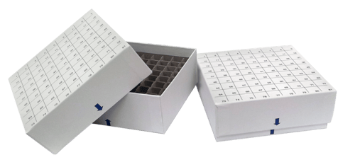 Standard White 2" Fiberboard Boxes With Gridlines and 81 Cell Dividers (Qty of 12) - Without Drain Holes