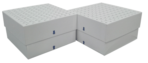 Standard White 3" Fiberboard Boxes With Gridlines and 100 Cell Dividers (Qty of 12) - Without Drain Holes