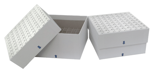 Standard White 3" Fiberboard Boxes With Grid Lines and 81 Cell Dividers (Qty of 12) - Without Drain Holes