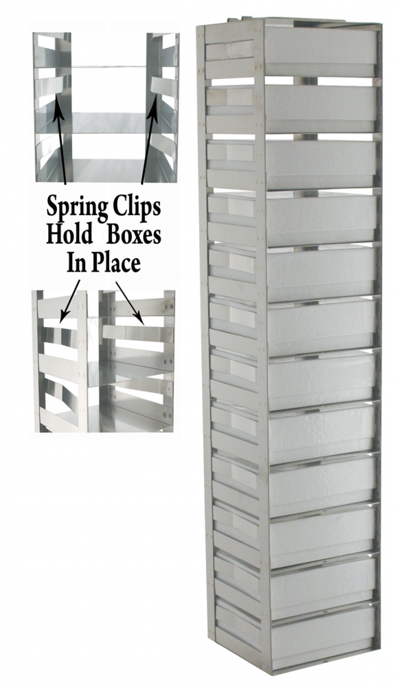 Vertical Rack with Spring Locks and 2" Fiberboard Boxes with 100 Cell Dividers - 12 Boxes High - Image 2